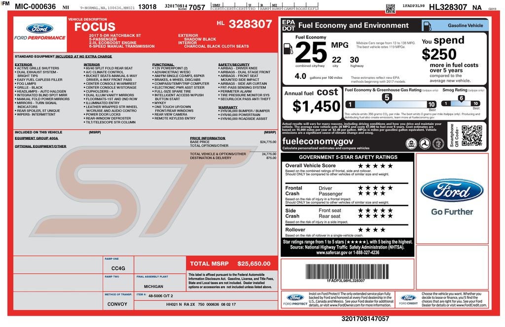 2017 Ford Focus ST Blue Certified Near Milwaukee WI