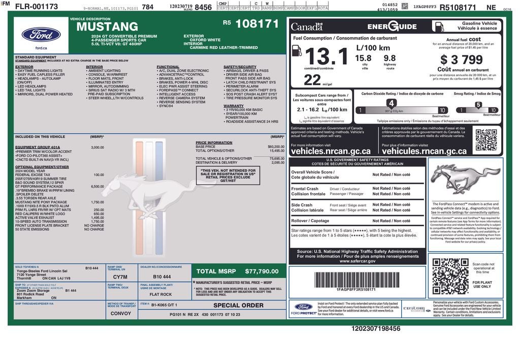 2024 Ford Mustang GT Premium Performance Package Certified Near Milwaukee WI