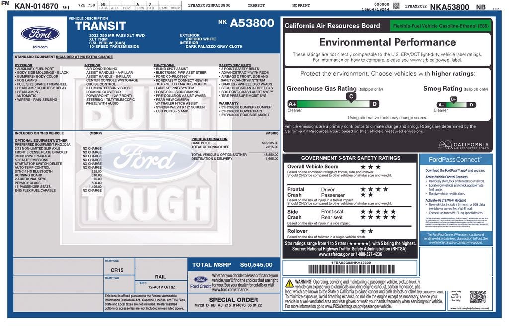 2022 Ford Transit-350 XLT FORD BLUE CERTIFIED