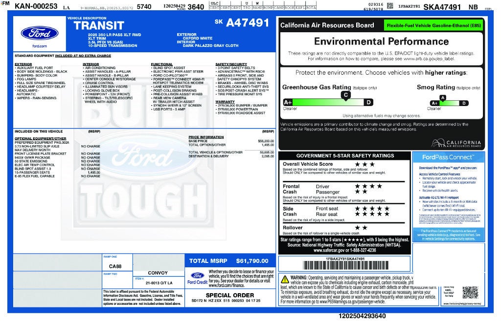 2025 Ford Transit-350 XLT FORD GOLD CERTIFIED 15 PASSENGER