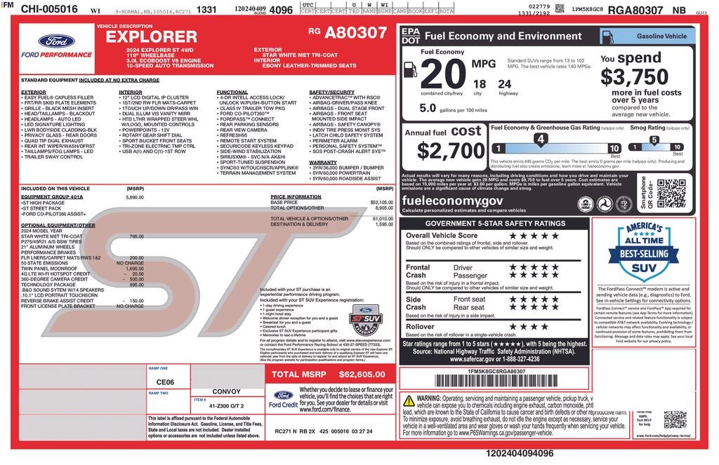 2024 Ford Explorer ST FORD GOLD CERTIFIED