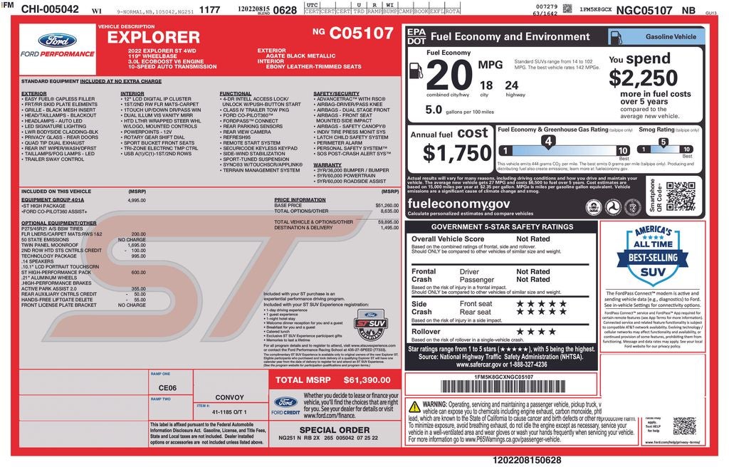 2022 Ford Explorer ST FORD BLUE CERTIFIED