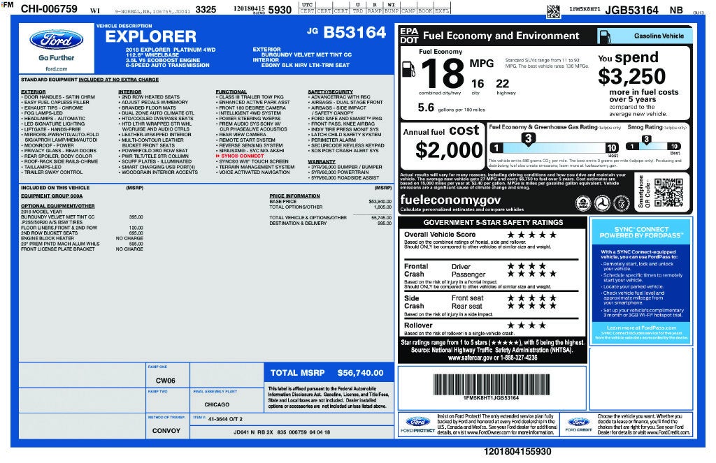 2018 Ford Explorer Platinum FORD BLUE CERTIFIED