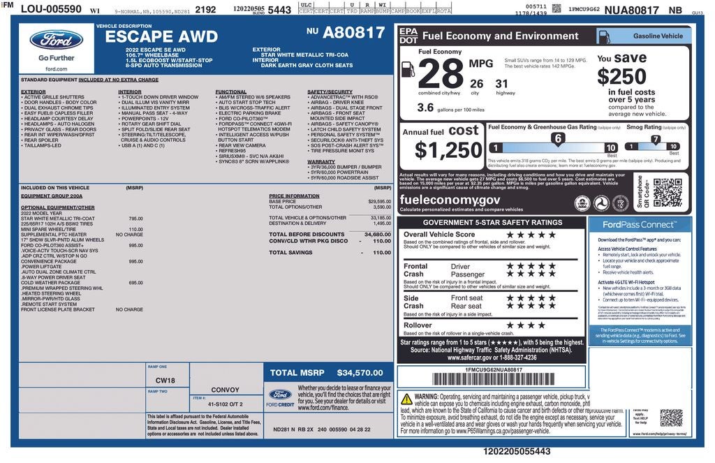 2022 Ford Escape SE Blue Certified AWD Near Milwaukee WI