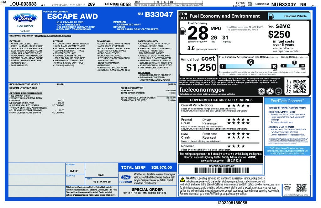 2022 Ford Escape SE FORD BLUE CERTIFIED