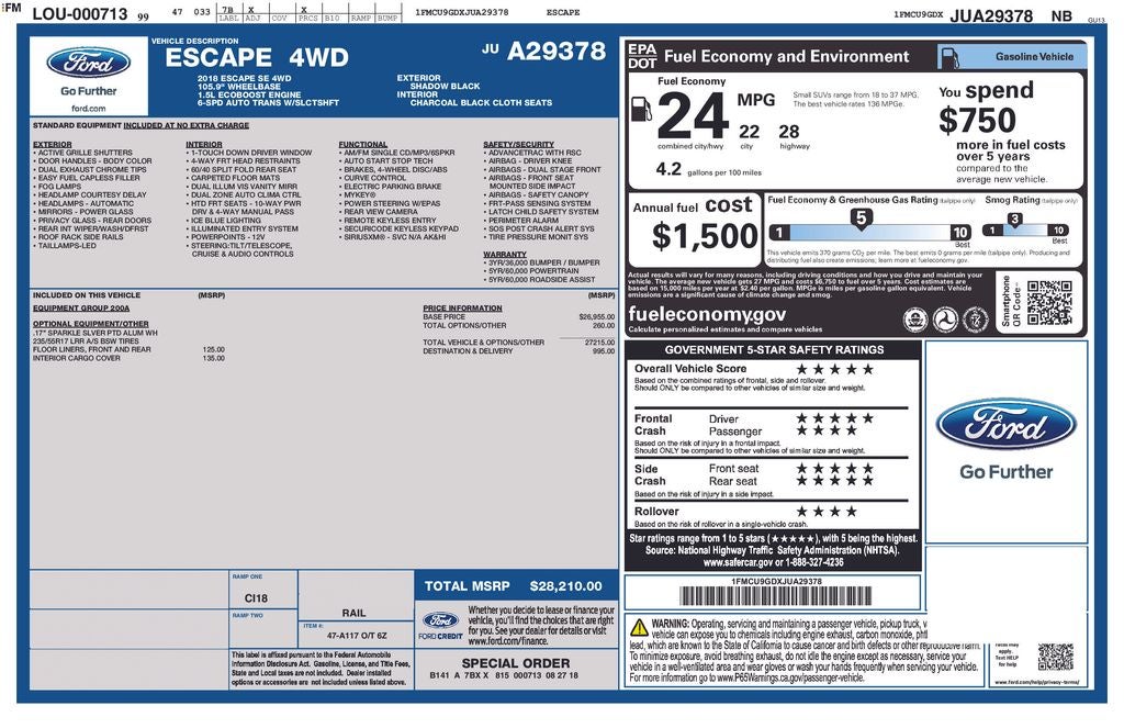2018 Ford Escape SE FORD BLUE CERTIFIED