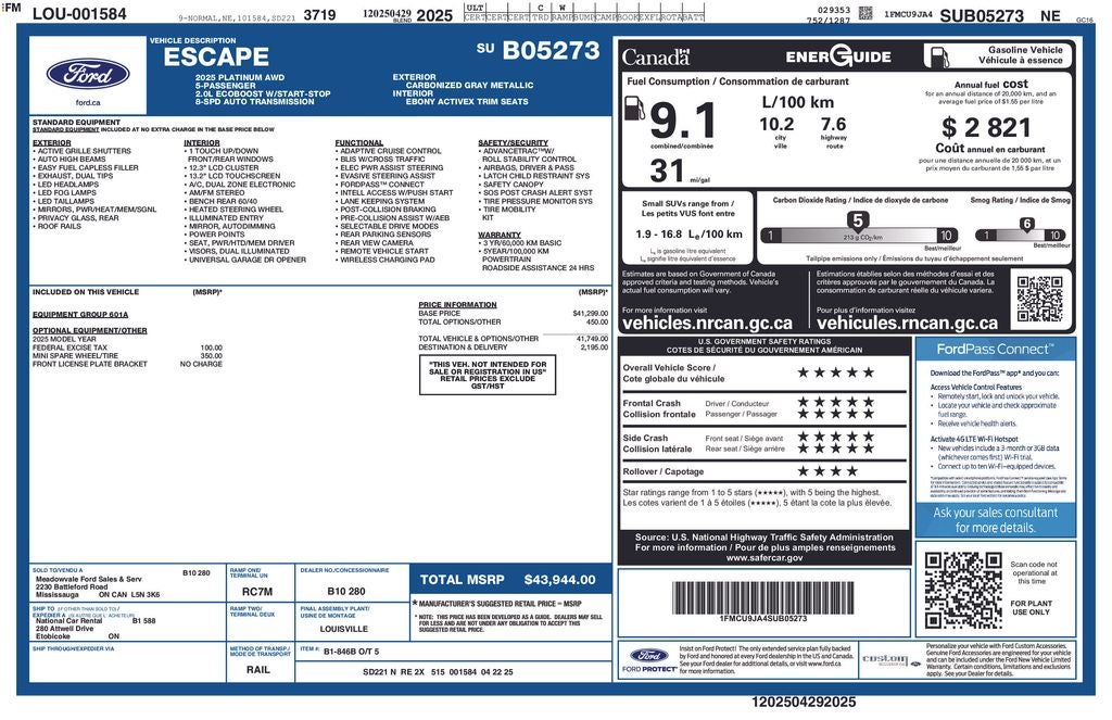 2025 Ford Escape Platinum Certified AWD Near Milwaukee WI