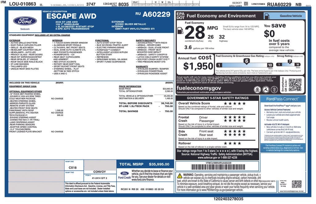2024 Ford Escape ST-Line Certified AWD Near Milwaukee WI