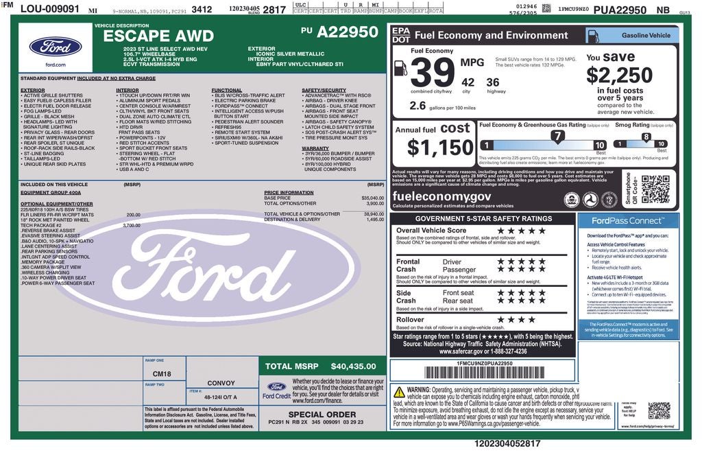 2023 Ford Escape Hybrid ST-Line Select Certified AWD Near Milwaukee WI