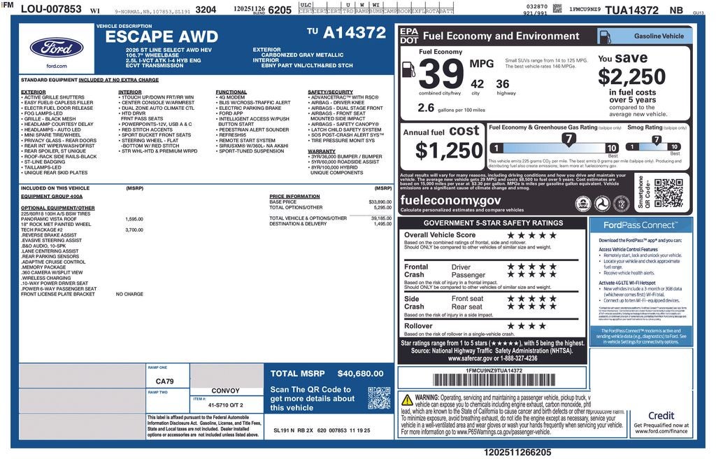 2026 Ford Escape Hybrid ST-Line Select