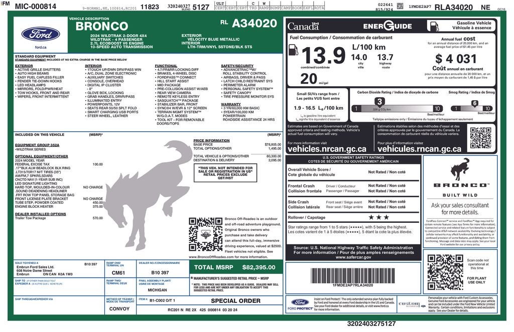 2024 Ford Bronco Wildtrak Certified 4WD Near Milwaukee WI