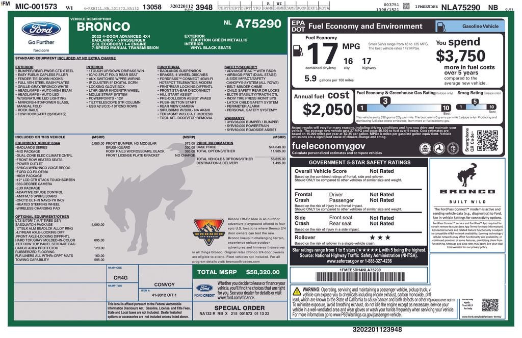 2022 Ford Bronco Badlands Certified 4WD Near Milwaukee WI
