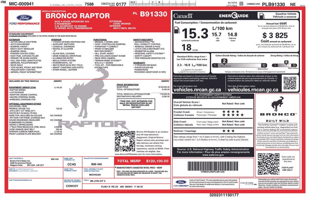 2023 Ford Bronco Raptor Certified 4WD Near Milwaukee WI