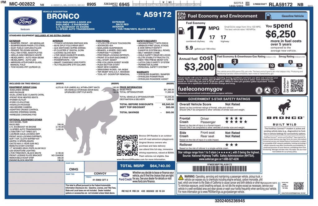 2024 Ford Bronco Badlands FORD GOLD CERTIFIED