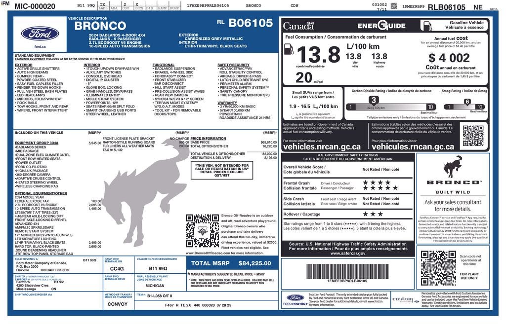 2024 Ford Bronco Badlands Certified 4WD Near Milwaukee WI