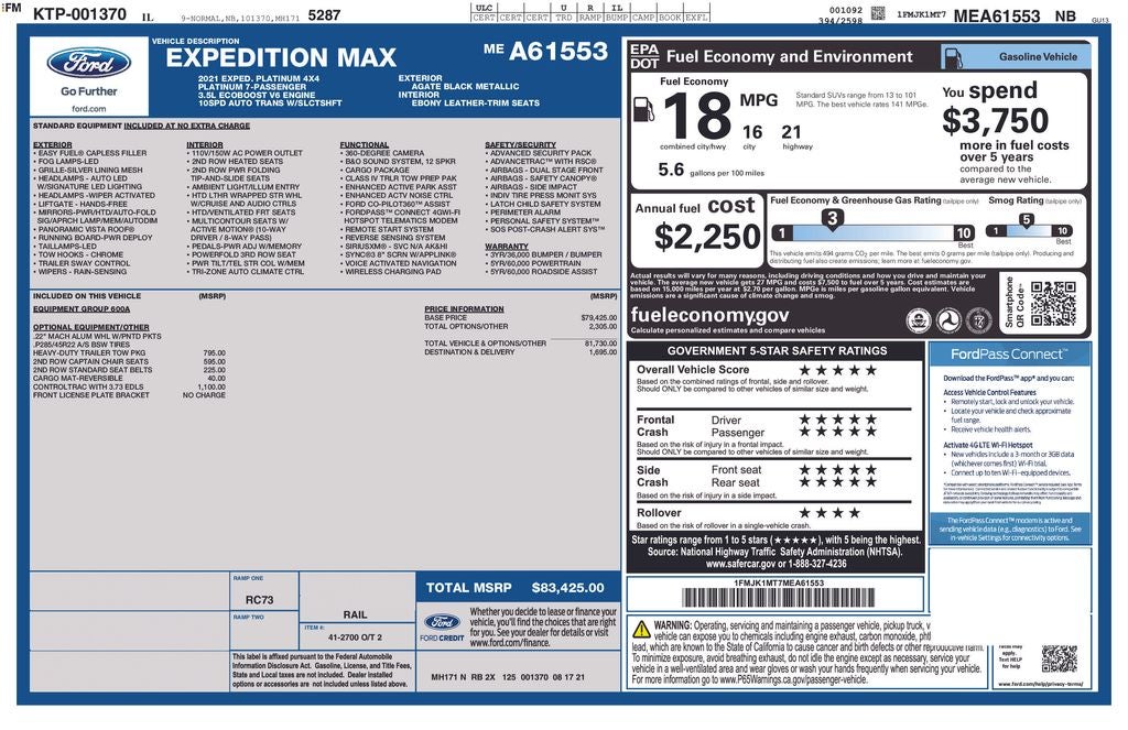 2021 Ford Expedition Max Platinum Blue Certified 4WD Near Milwaukee WI