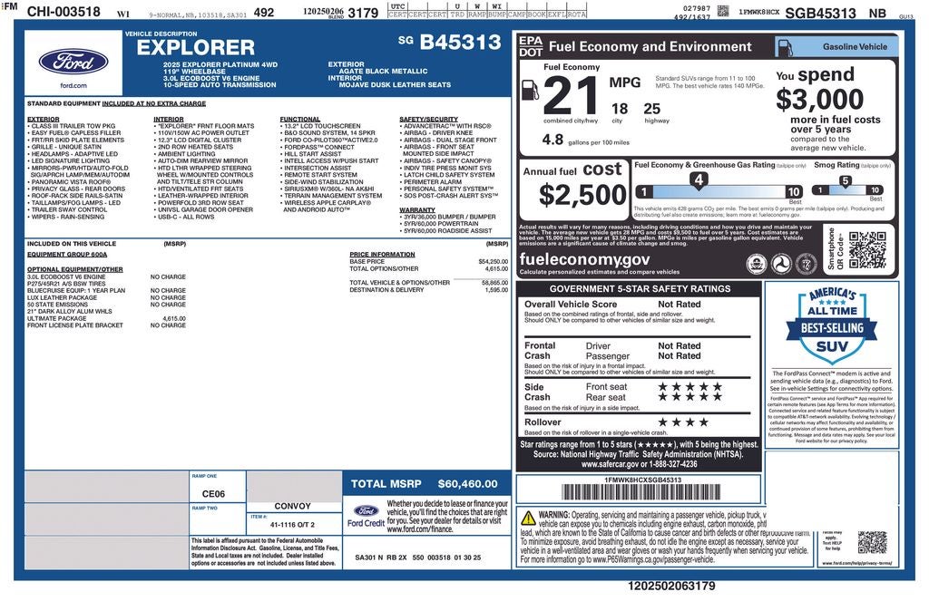 2025 Ford Explorer Platinum FORD GOLD CERTIFIED