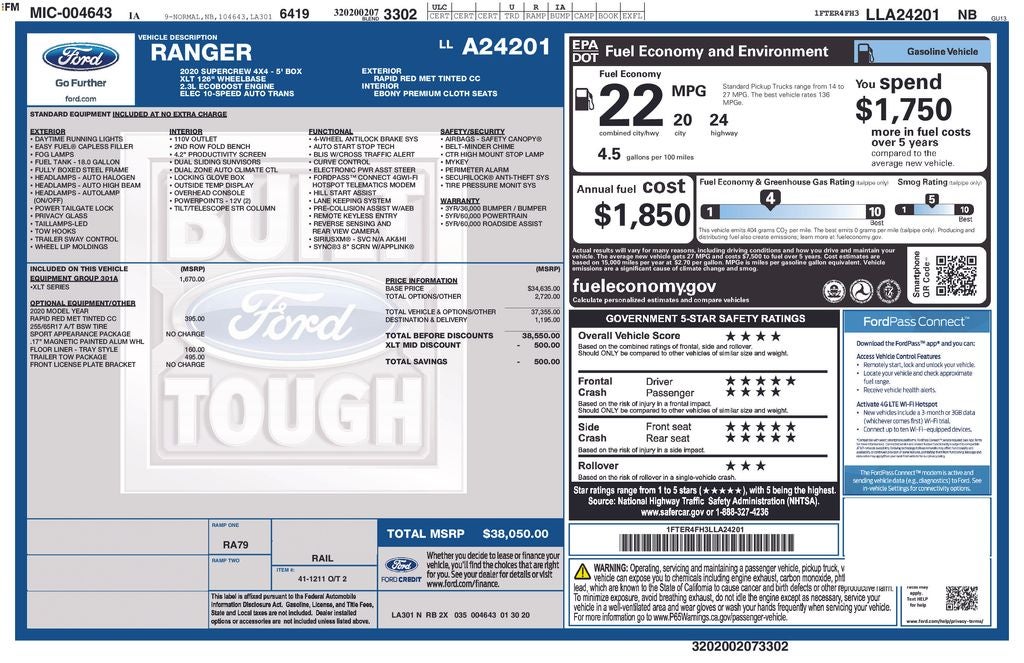 2020 Ford Ranger XLT Blue Certified 4WD Near Milwaukee WI