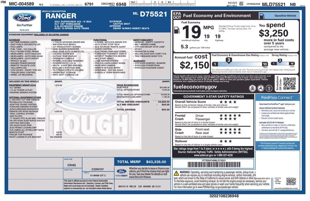 2021 Ford Ranger XLT FORD BLUE CERTIFIED