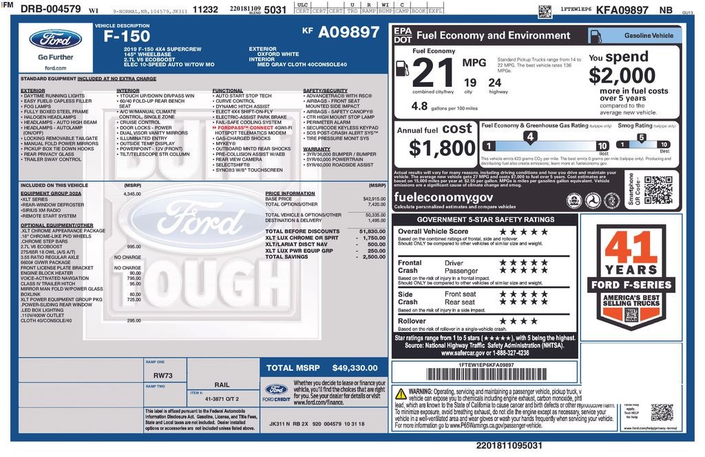 2019 Ford F-150 XLT Blue Certified 4WD Near Milwaukee WI