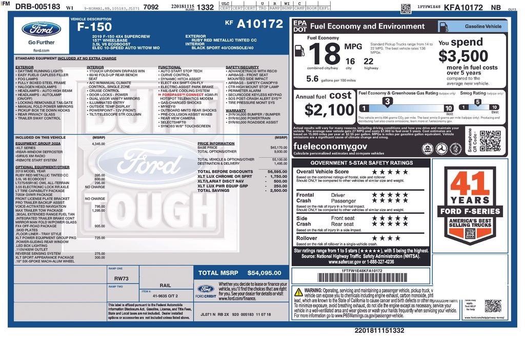 2019 Ford F-150 XLT Blue Certified 4WD Near Milwaukee WI