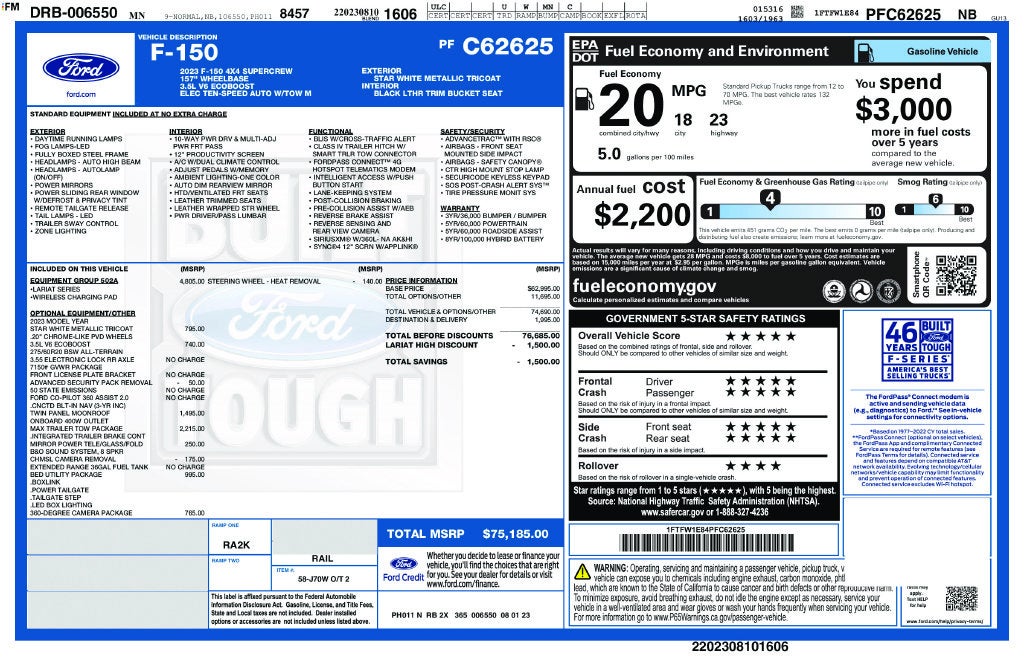 2023 Ford F-150 Lariat FORD BLUE CERTIFIED
