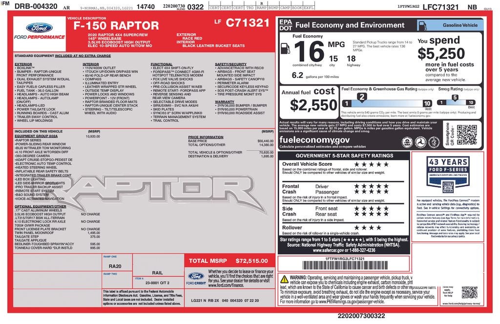 2020 Ford F-150 Raptor Blue Certified 4WD Near Milwaukee WI