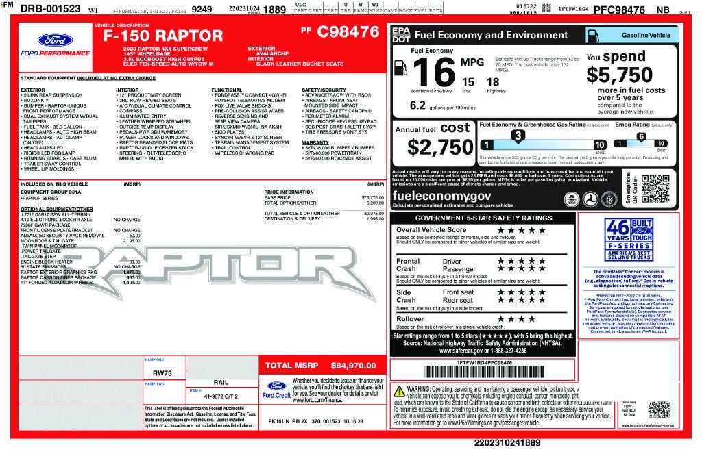 2023 Ford F-150 Raptor FORD GOLD CERTIFIED