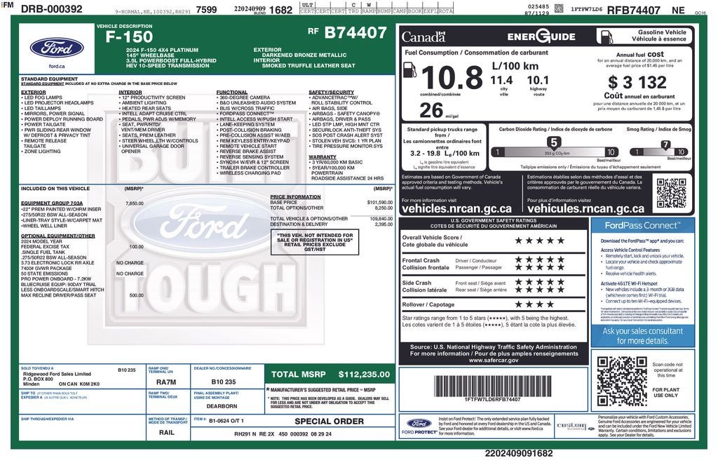 2024 Ford F-150 Platinum FORD GOLD CERTIFIED