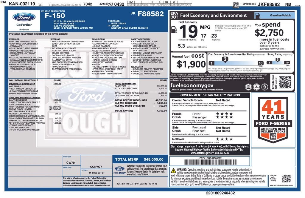 2018 Ford F-150 XLT Blue Certified 4WD Near Milwaukee WI