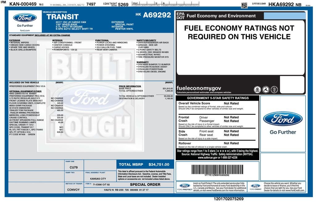 2017 Ford Transit-150 Base Blue Certified Near Milwaukee WI