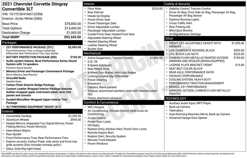 2021 Chevrolet Corvette Stingray 3LT