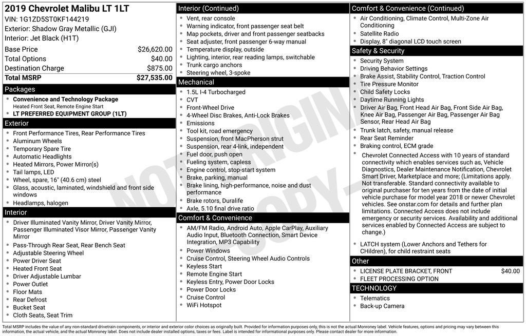 2019 Chevrolet Malibu LT Blue Certified Near Milwaukee WI