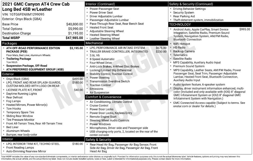2021 GMC Canyon AT4 w/Leather FORD BLUE CERTIFIED