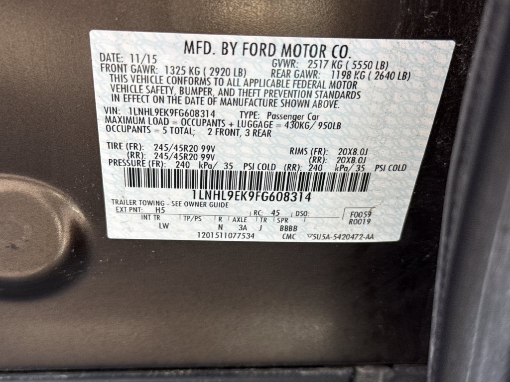 2015 Lincoln MKS Base AWD