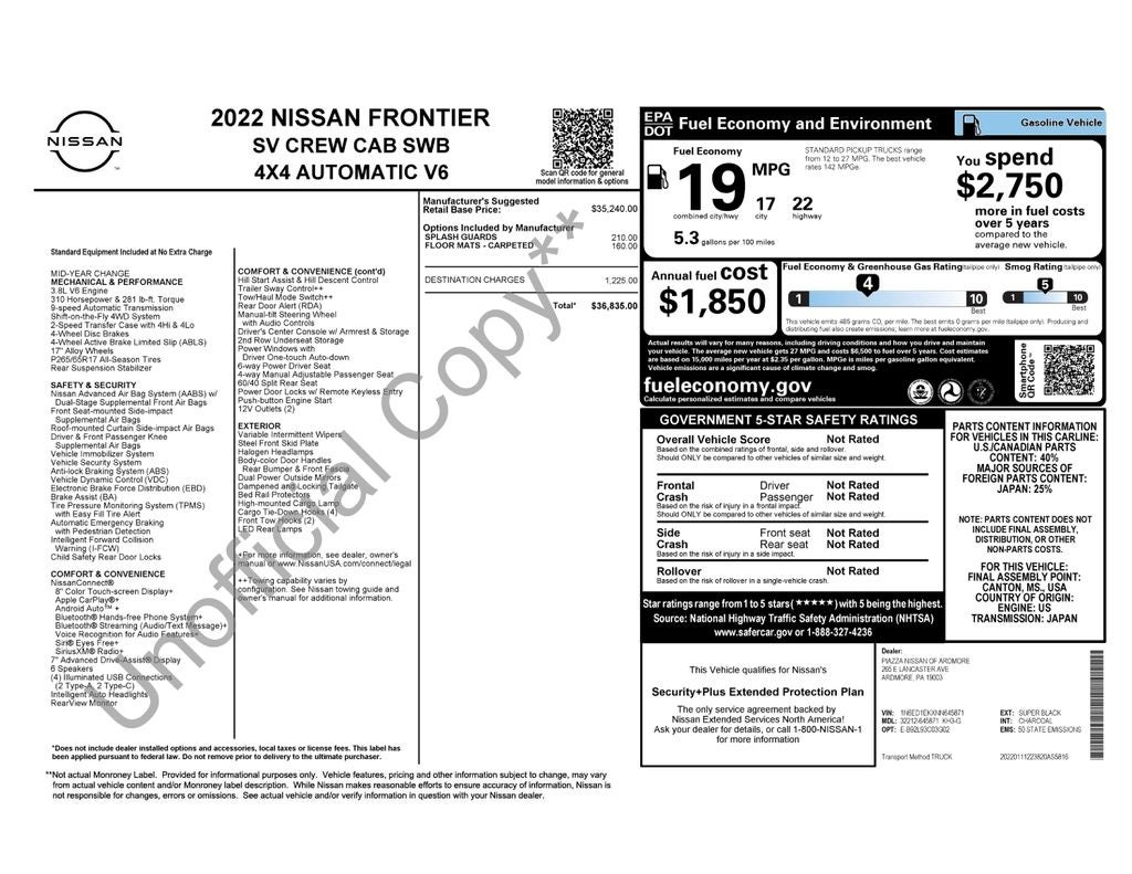 2022 Nissan Frontier SV Blue Certified 4WD Near Milwaukee WI