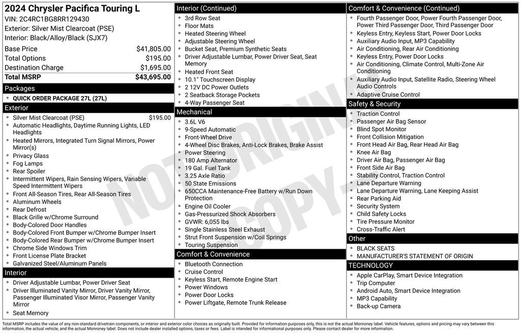 2024 Chrysler Pacifica Touring L Blue Certified Near Milwaukee WI