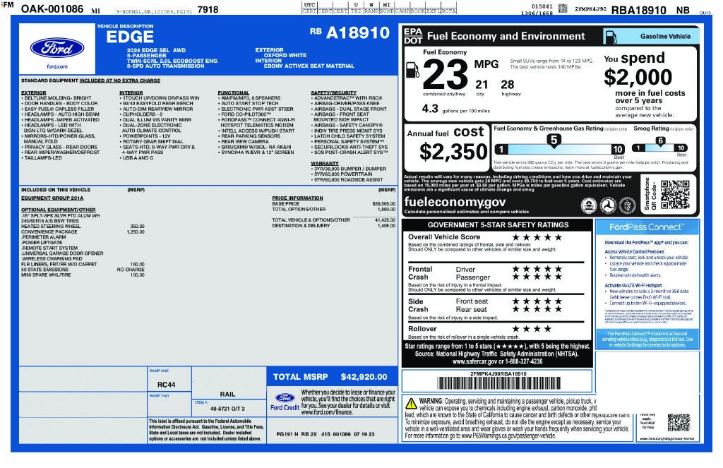 2024 Ford Edge SEL FORD GOLD CERTIFIED