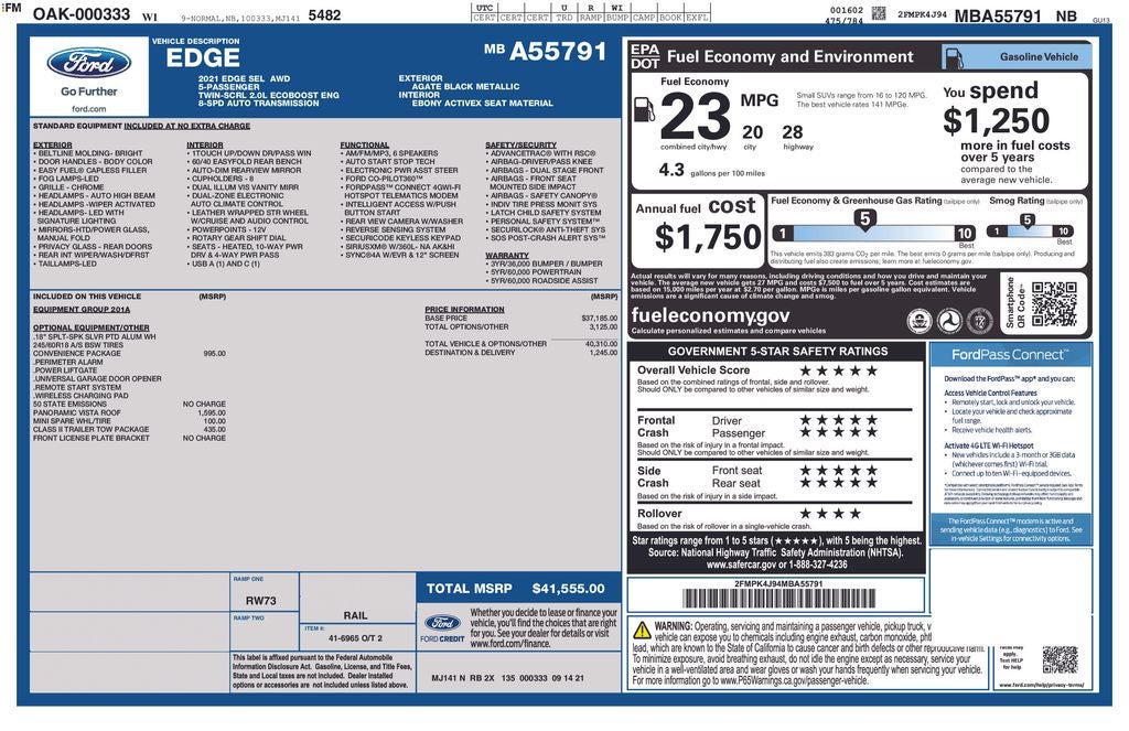 2021 Ford Edge SEL FORD BLUE CERTIFIED