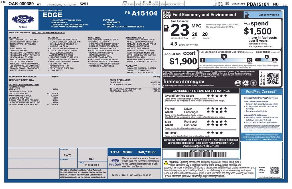 2023 Ford Edge Titanium Certified AWD Near Milwaukee WI
