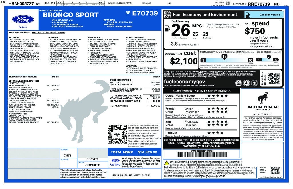 2024 Ford Bronco Sport Big Bend FORD GOLD CERTIFIED