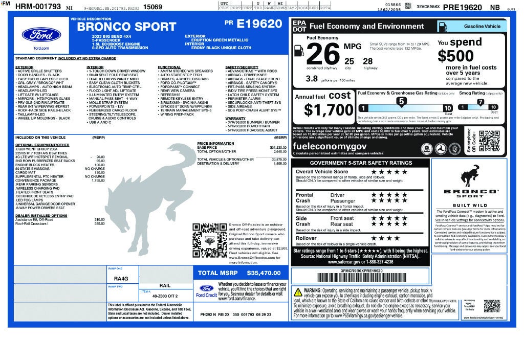 2023 Ford Bronco Sport Big Bend FORD GOLD CERTIFIED