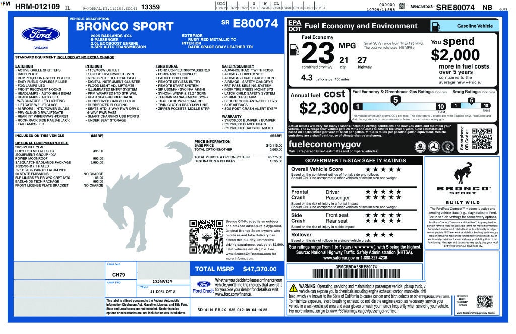 2025 Ford Bronco Sport Badlands FORD GOLD CERTIFIED