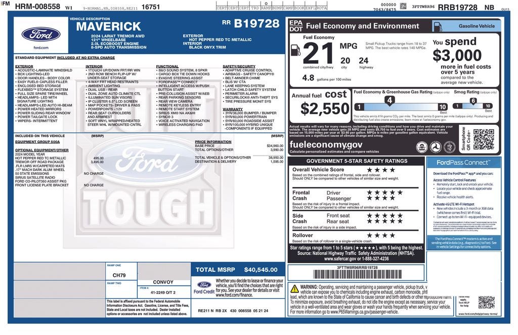2024 Ford Maverick Lariat Tremor Certified AWD Near Milwaukee WI