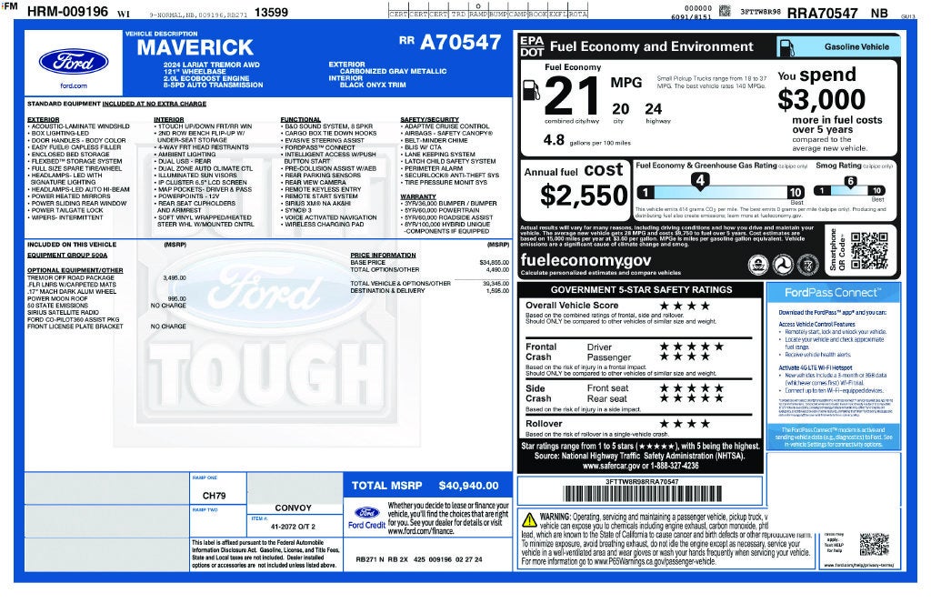 2024 Ford Maverick Lariat FORD GOLD CERTIFIED
