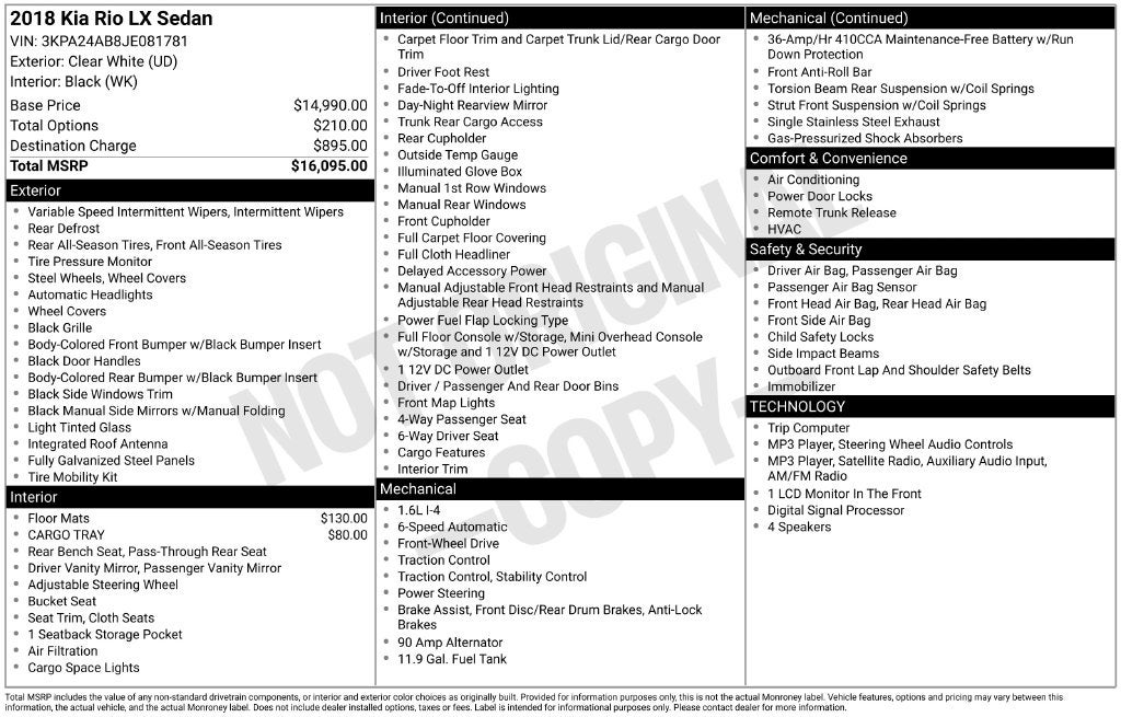 2018 Kia Rio LX FORD BLUE CERTIFIED