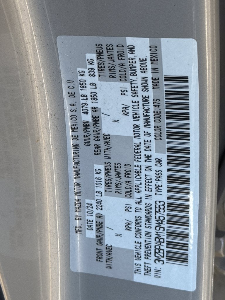 2025 Mazda Mazda3 2.5 S Select Sport FORD BLUE CERTIFIED