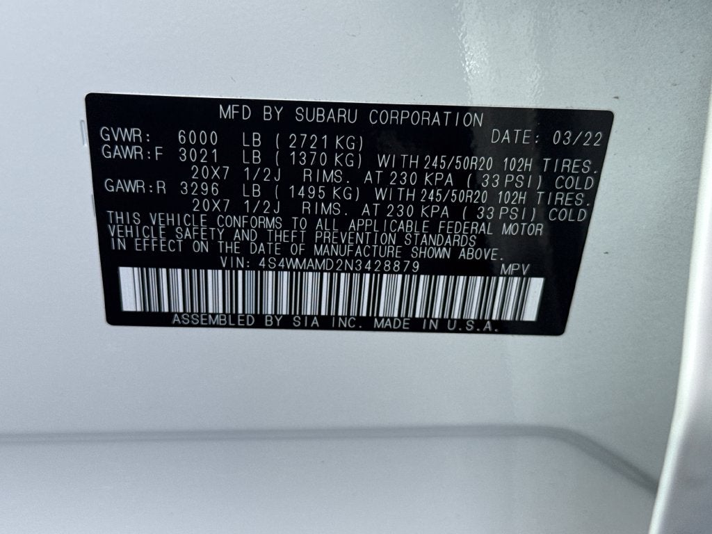 2022 Subaru Ascent Limited FORD BLUE CERTIFIED
