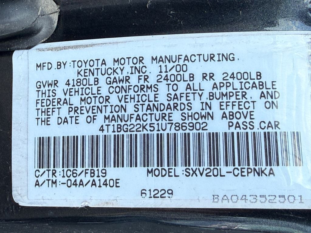 2001 Toyota Camry LE 2.2L 4CYL GREAT FUEL ECONOMY