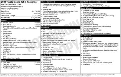 2021 Toyota Sienna XLE 7 Passenger